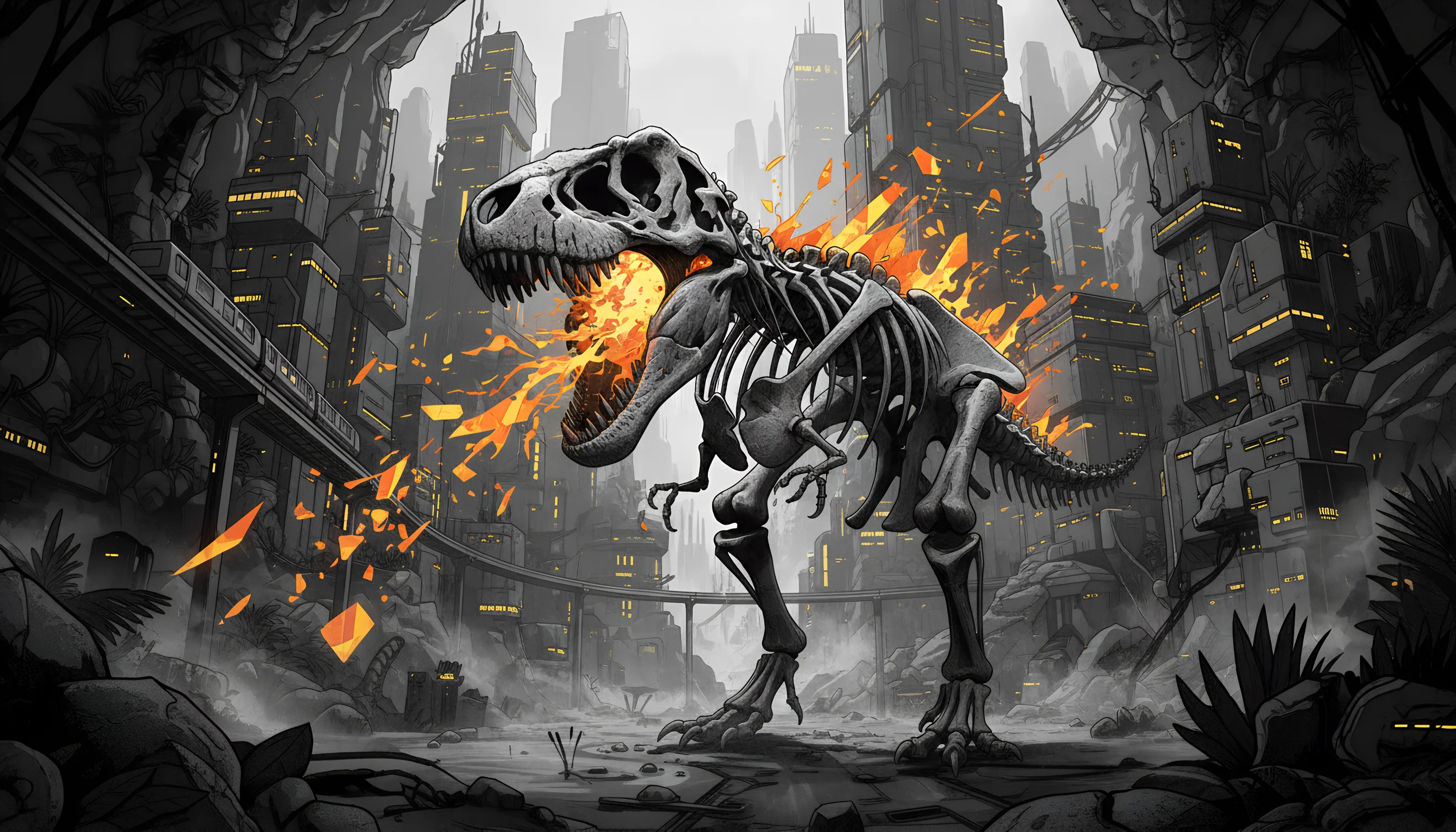 World of Dinos, Cyber Noir, banner, faceless video